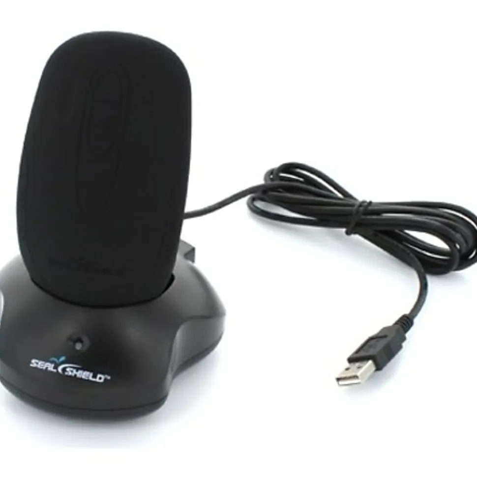 Seal Shield Mouse - Optical - Wireless - Radio Frequency - 2.40 GHz - Black - 1 Pack - USB Type A - 800 dpi - Scroll Wheel
