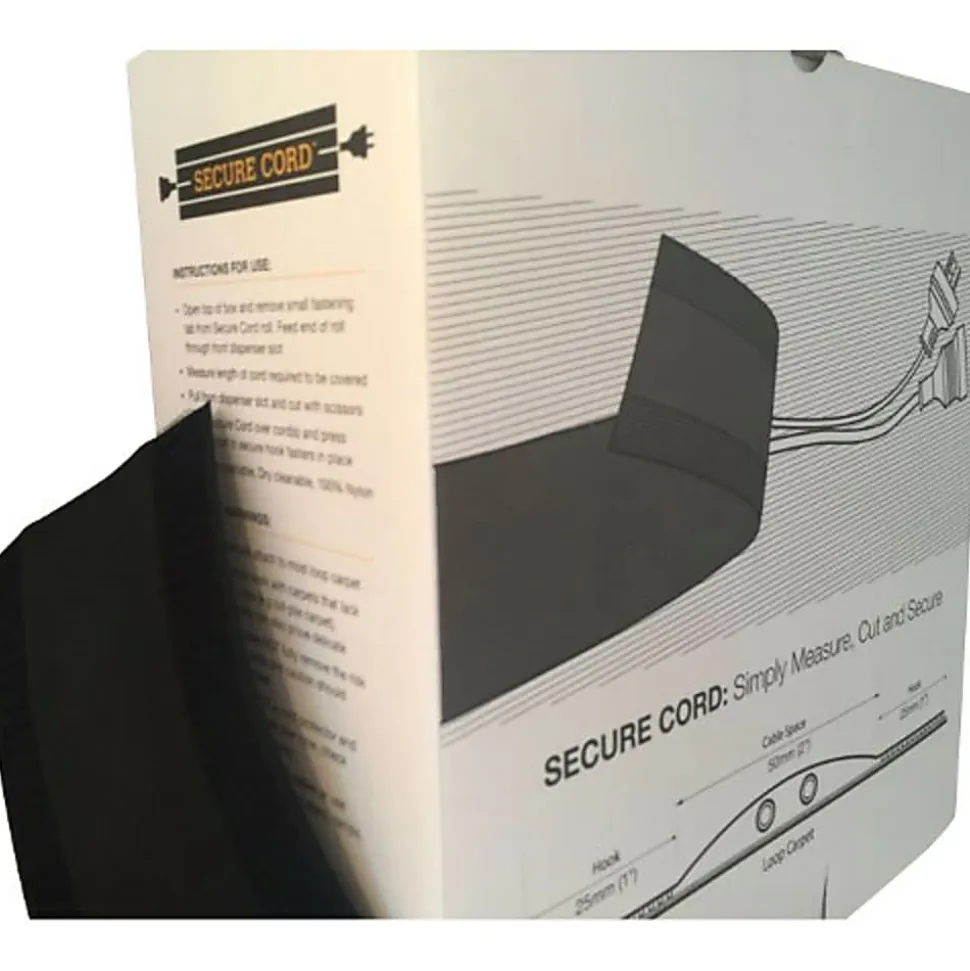 SecureCord Cable Management for Carpets, Black, Nylon, ASC25B