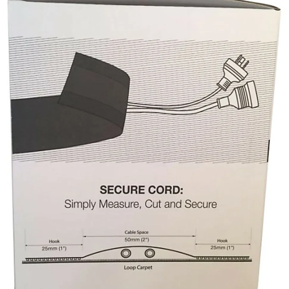 SecureCord Cable Management for Carpets, Black, Nylon, ASC25B