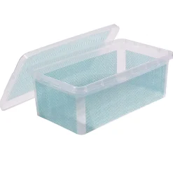 See Jane Work® Storage Box, 4 3/4"H x 7 1/2"W x 13"D, Blue Herringbone