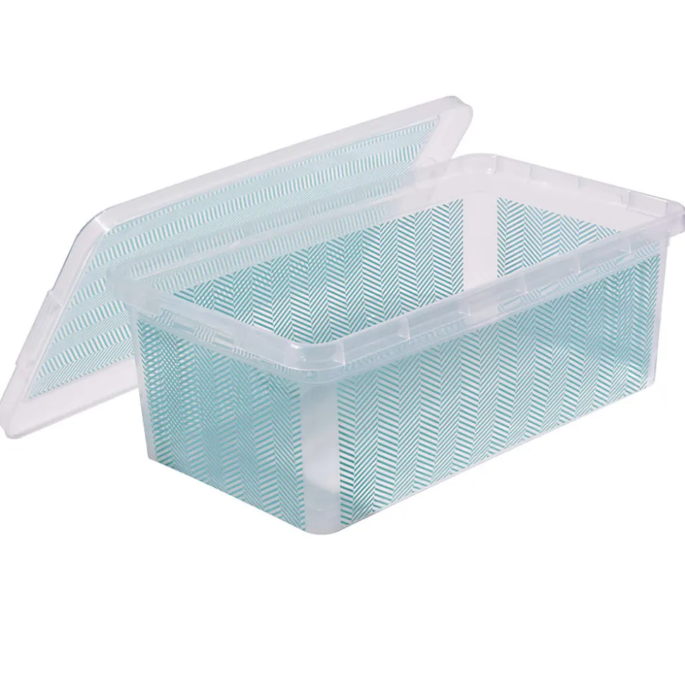 See Jane Work® Storage Box, 4 3/4"H x 7 1/2"W x 13"D, Blue Herringbone