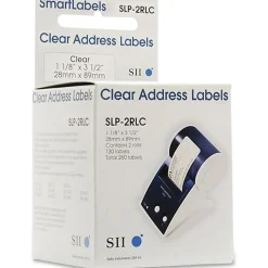 Seiko Address Labels, SKPSLP2RLC, Rectangle, 3 1/2"W x 1 1/9"L, Clear, Roll Of 130 Labels