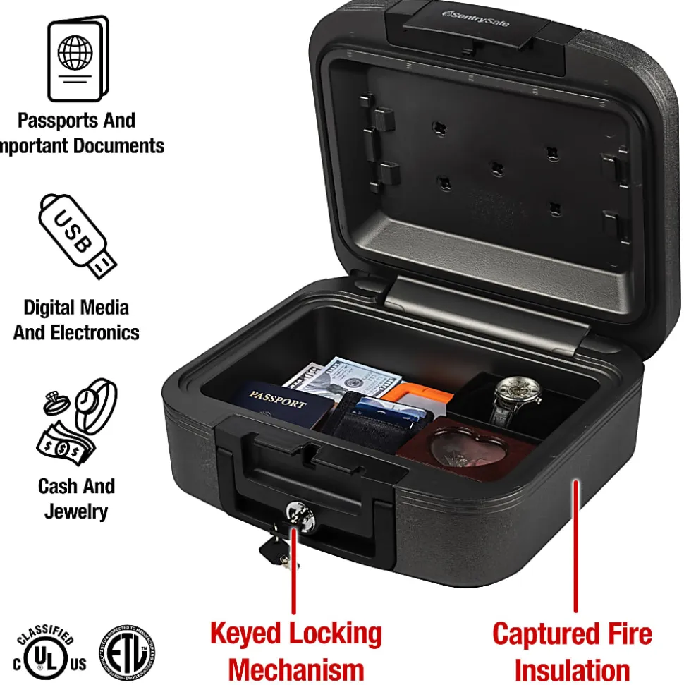 Sentry®Safe Fire/Waterproof Chest, 0.28 Cu Ft, Gray