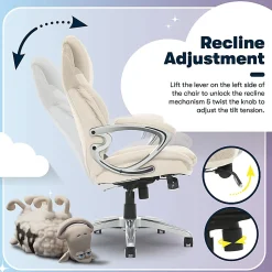 Serta®AIR™ Health & Wellness Ergonomic Bonded Leather High-Back Executive Office Chair, Cream