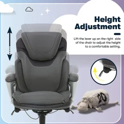 Serta®AIR™ Health & Wellness Ergonomic Bonded Leather High-Back Executive Office Chair, Light Gray