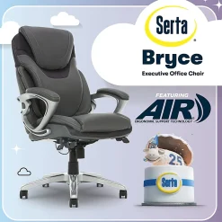 Serta®AIR™ Health & Wellness Ergonomic Bonded Leather High-Back Executive Office Chair, Light Gray