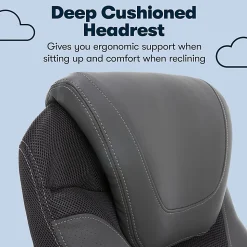 Serta®AIR™ Health & Wellness Ergonomic Bonded Leather High-Back Executive Office Chair, Light Gray