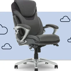 Serta®AIR™ Health & Wellness Ergonomic Bonded Leather High-Back Executive Office Chair, Light Gray