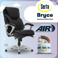 Serta® AIR™ Health & Wellness Ergonomic Bonded Leather High-Back Executive Office Chair, Black