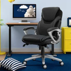 Serta® AIR™ Health & Wellness Ergonomic Bonded Leather High-Back Executive Office Chair, Black