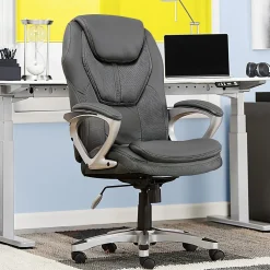 Serta® Amplify Bonded Leather/Mesh High-Back Office Chair, Gray/Silver