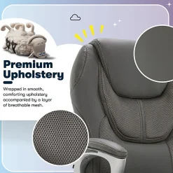 Serta® Amplify Bonded Leather/Mesh High-Back Office Chair, Gray/Silver