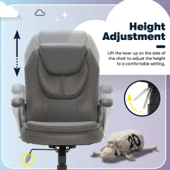 Serta® Amplify Bonded Leather/Mesh High-Back Office Chair, Gray/Silver