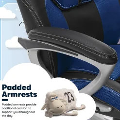 Serta® Amplify Bonded Leather/Mesh High-Back Office Chair, Streamline Blue/Silver
