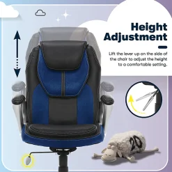Serta® Amplify Bonded Leather/Mesh High-Back Office Chair, Streamline Blue/Silver