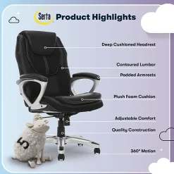 Serta® Amplify Bonded Leather/Mesh High-Back Office Chair, Black/Silver