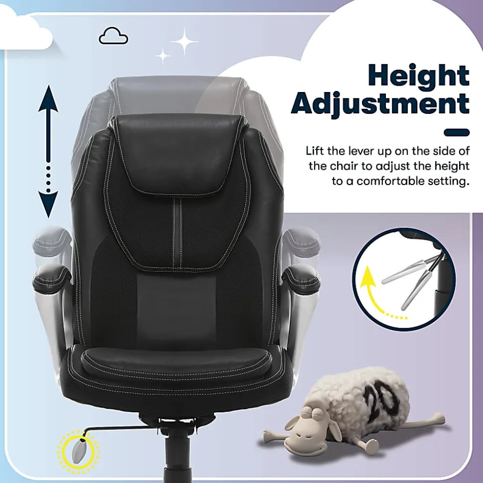 Serta® Amplify Bonded Leather/Mesh High-Back Office Chair, Black/Silver