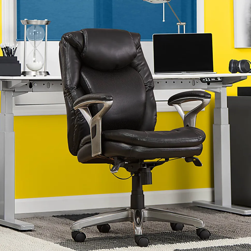 Serta® Anniston Ergonomic Mid-Back Office Chair, Smooth Black