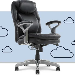 Serta® Anniston Ergonomic Mid-Back Office Chair, Smooth Black