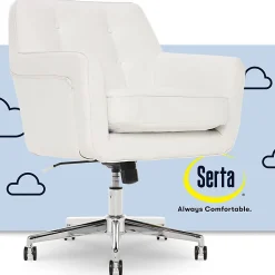 Serta® Ashland Home Bonded Leather Mid-Back Office Chair, White/Chrome