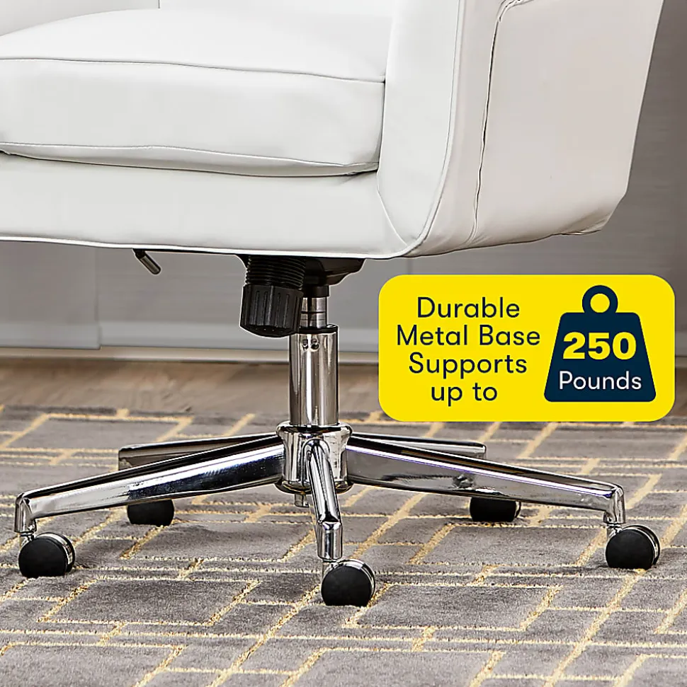 Serta® Ashland Home Bonded Leather Mid-Back Office Chair, White/Chrome