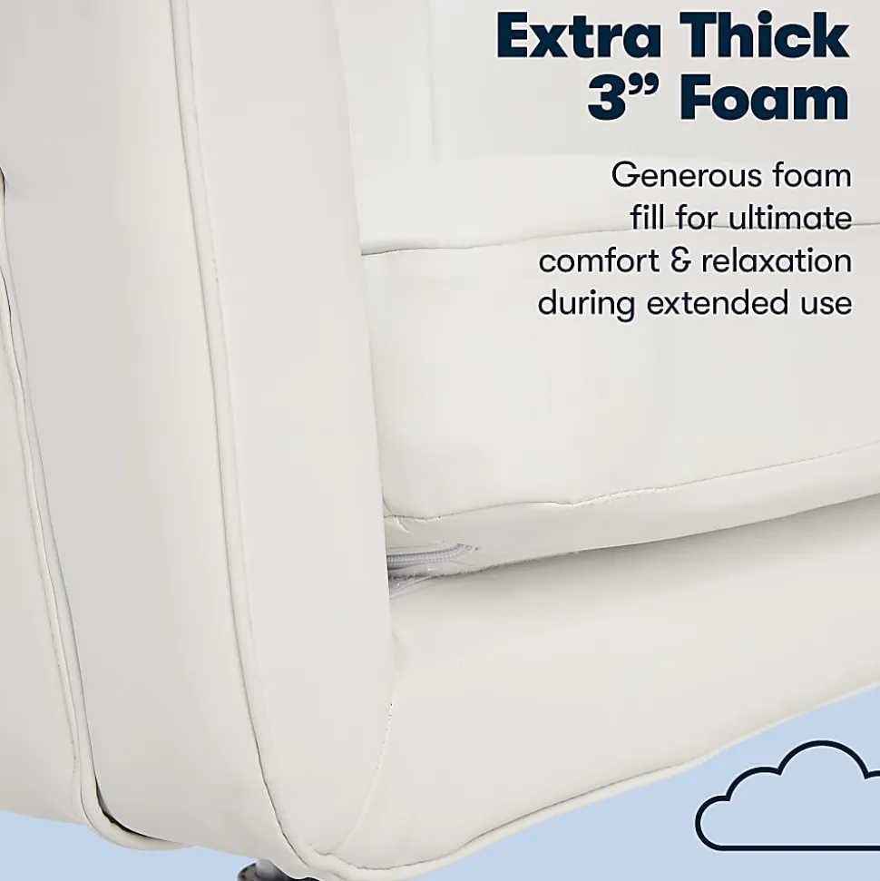 Serta® Ashland Home Bonded Leather Mid-Back Office Chair, White/Chrome