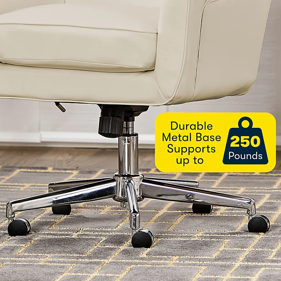 Serta® Ashland Home Bonded Leather Mid-Back Office Chair, Cream/Chrome