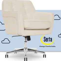 Serta® Ashland Home Bonded Leather Mid-Back Office Chair, Cream/Chrome
