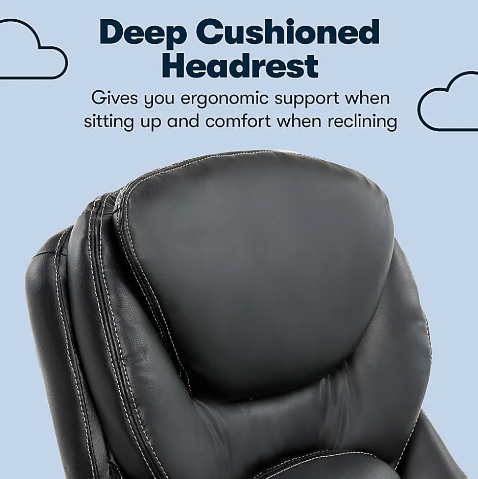 Serta® Back in Motion™ Health And Wellness Ergonomic Bonded Leather Mid-Back Office Chair, Black/Silver