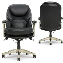 Serta® Back in Motion™ Health And Wellness Ergonomic Bonded Leather Mid-Back Office Chair, Black/Silver