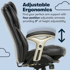 Serta® Back in Motion™ Health And Wellness Ergonomic Bonded Leather Mid-Back Office Chair, Black/Silver