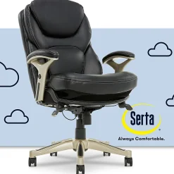 Serta® Back in Motion™ Health And Wellness Ergonomic Bonded Leather Mid-Back Office Chair, Black/Silver