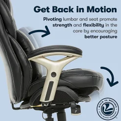 Serta® Back in Motion™ Health And Wellness Ergonomic Bonded Leather Mid-Back Office Chair, Black/Silver