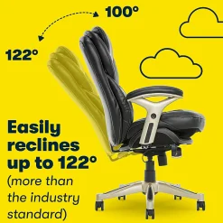 Serta® Back in Motion™ Health And Wellness Ergonomic Bonded Leather Mid-Back Office Chair, Black/Silver