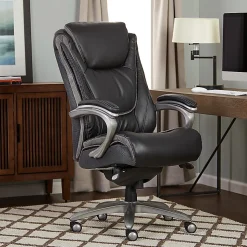 Serta® Baxter Big & Tall Ergonomic Bonded Leather High-Back Chair, Black/Gray