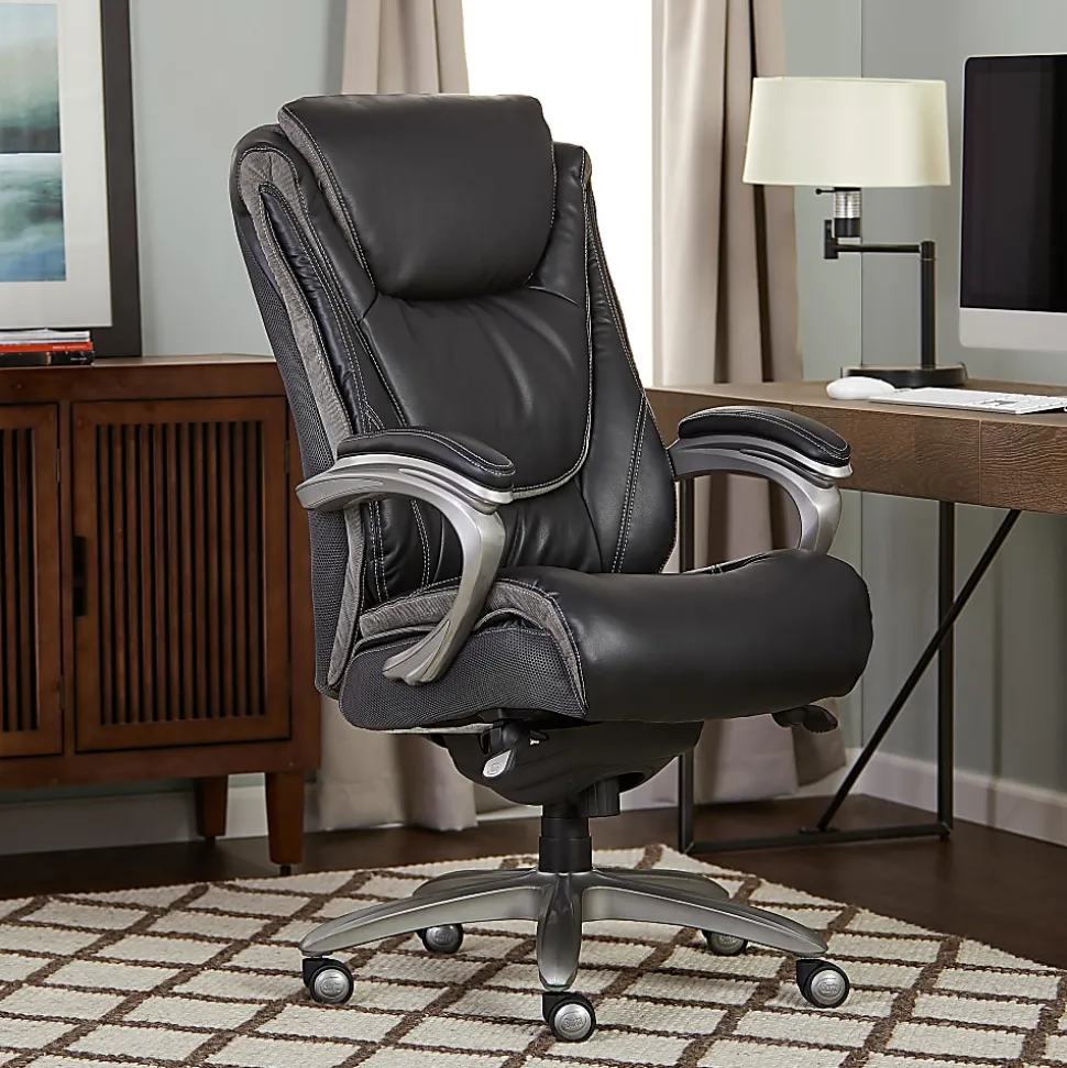 Serta® Baxter Big & Tall Ergonomic Bonded Leather High-Back Chair, Black/Gray