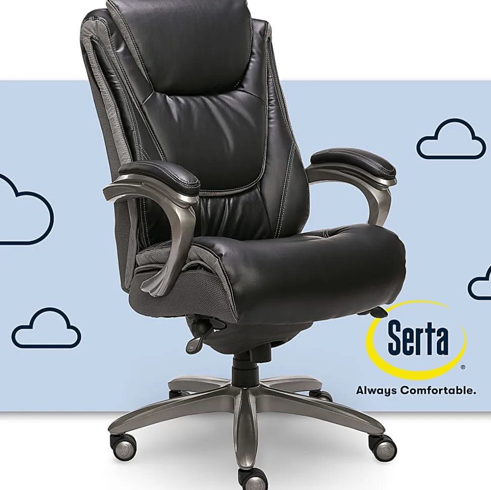 Serta® Baxter Big & Tall Ergonomic Bonded Leather High-Back Chair, Black/Gray