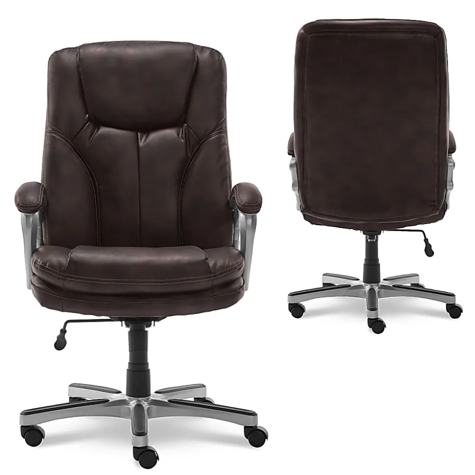 Serta® Benton Big And Tall High-Back Chair, Roasted Chestnut/Silver