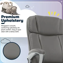 Serta® Big And Tall Ergonomic Bonded Leather High-Back Office Chair, Gray/Silver