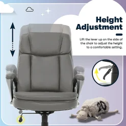 Serta® Big And Tall Ergonomic Bonded Leather High-Back Office Chair, Gray/Silver
