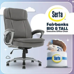 Serta® Big And Tall Ergonomic Bonded Leather High-Back Office Chair, Gray/Silver