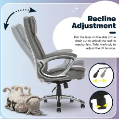 Serta® Big And Tall Ergonomic Bonded Leather High-Back Office Chair, Gray/Silver
