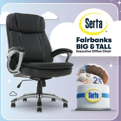 Serta® Big And Tall Ergonomic Bonded Leather High-Back Office Chair, Black/Silver