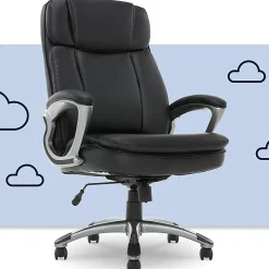 Serta® Big And Tall Ergonomic Bonded Leather High-Back Office Chair, Black/Silver