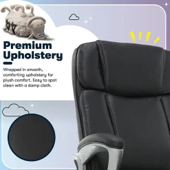 Serta® Big And Tall Ergonomic Bonded Leather High-Back Office Chair, Black/Silver