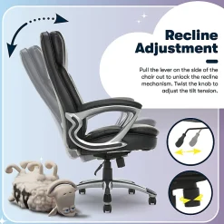 Serta® Big And Tall Ergonomic Bonded Leather High-Back Office Chair, Black/Silver