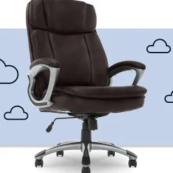 Serta® Big And Tall Ergonomic Bonded Leather High-Back Office Chair, Old Chestnut/Silver