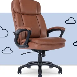 Serta® Big And Tall Ergonomic Bonded Leather High-Back Office Chair, Cognac/Black