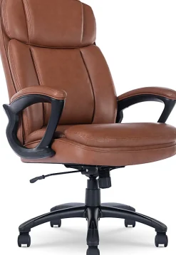 Serta® Big And Tall Ergonomic Bonded Leather High-Back Office Chair, Cognac/Black