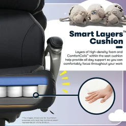 Serta® Big And Tall Smart Layers™ Tranquility Ergonomic Bonded Leather High-Back Chair With AIR™ Technology, Black/Slate
